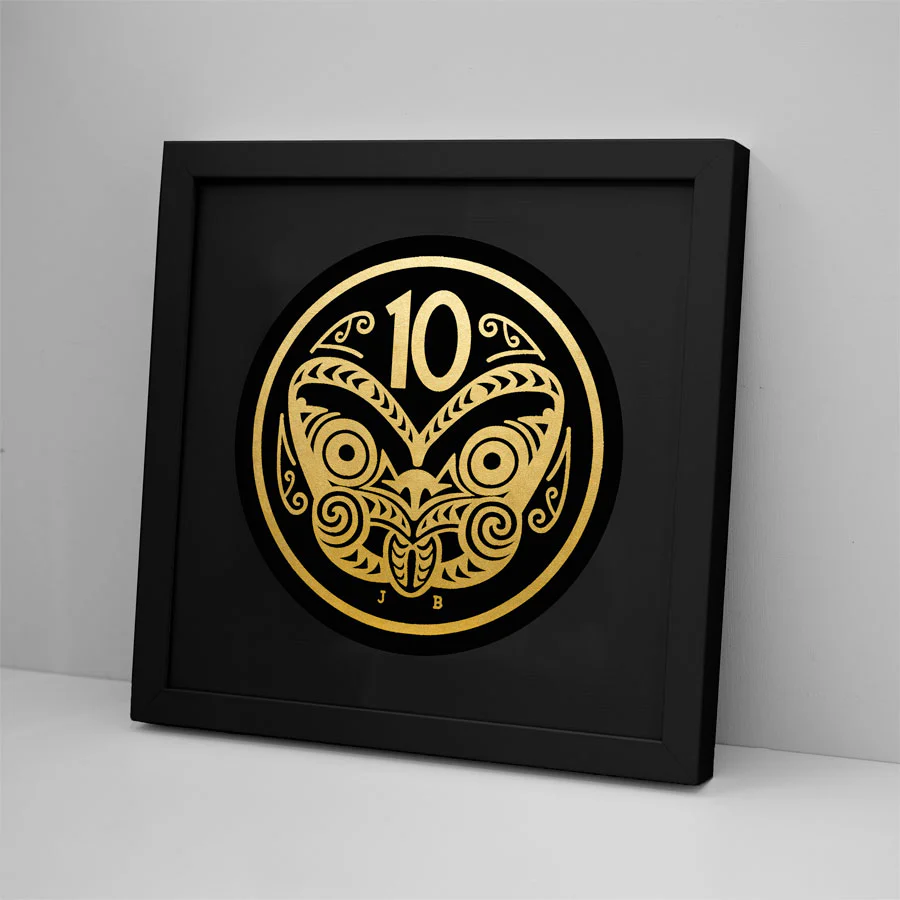 10 Cent Framed Foil  Print - Black