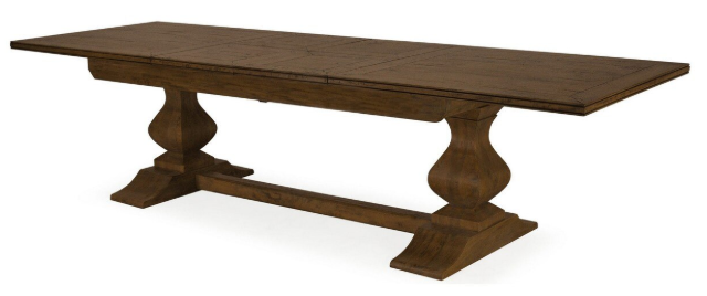 Bosquet Mango Wood Double Extension Pedastal Dining Table - Rustic Dark