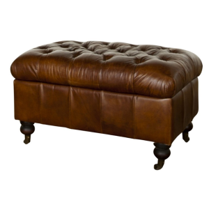 Button Top Storage Ottoman - Vintage Cigar