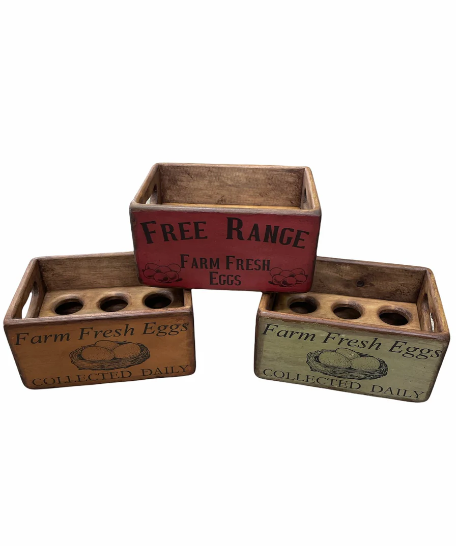 Wooden Vintage Egg Tray - 6 Hole