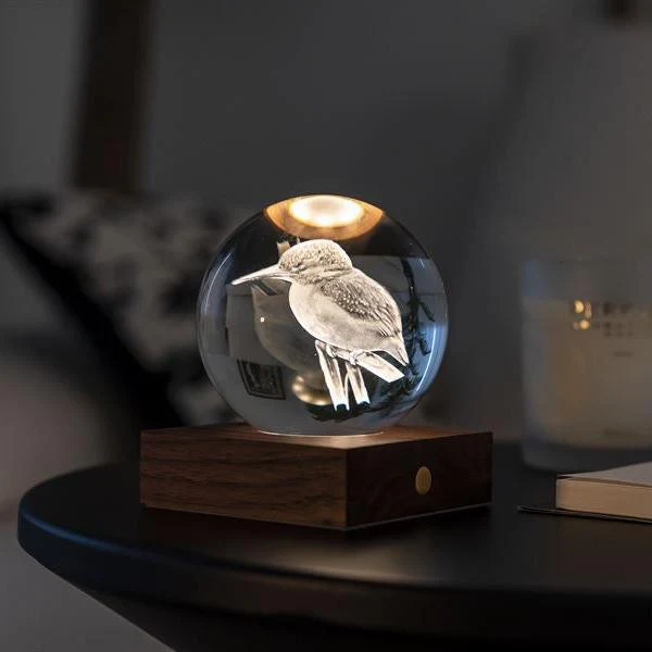 Crystal Light - Kingfisher 3D laser engraved